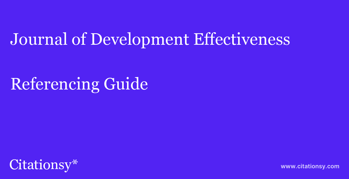 cite Journal of Development Effectiveness  — Referencing Guide